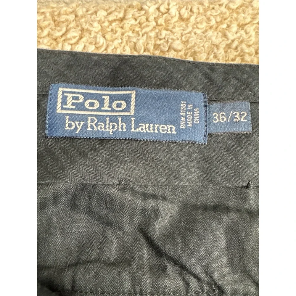 Polo Ralph Lauren Men 36x32 Chino Pants Trouser 90s Vintage Black Pleated Cuffed